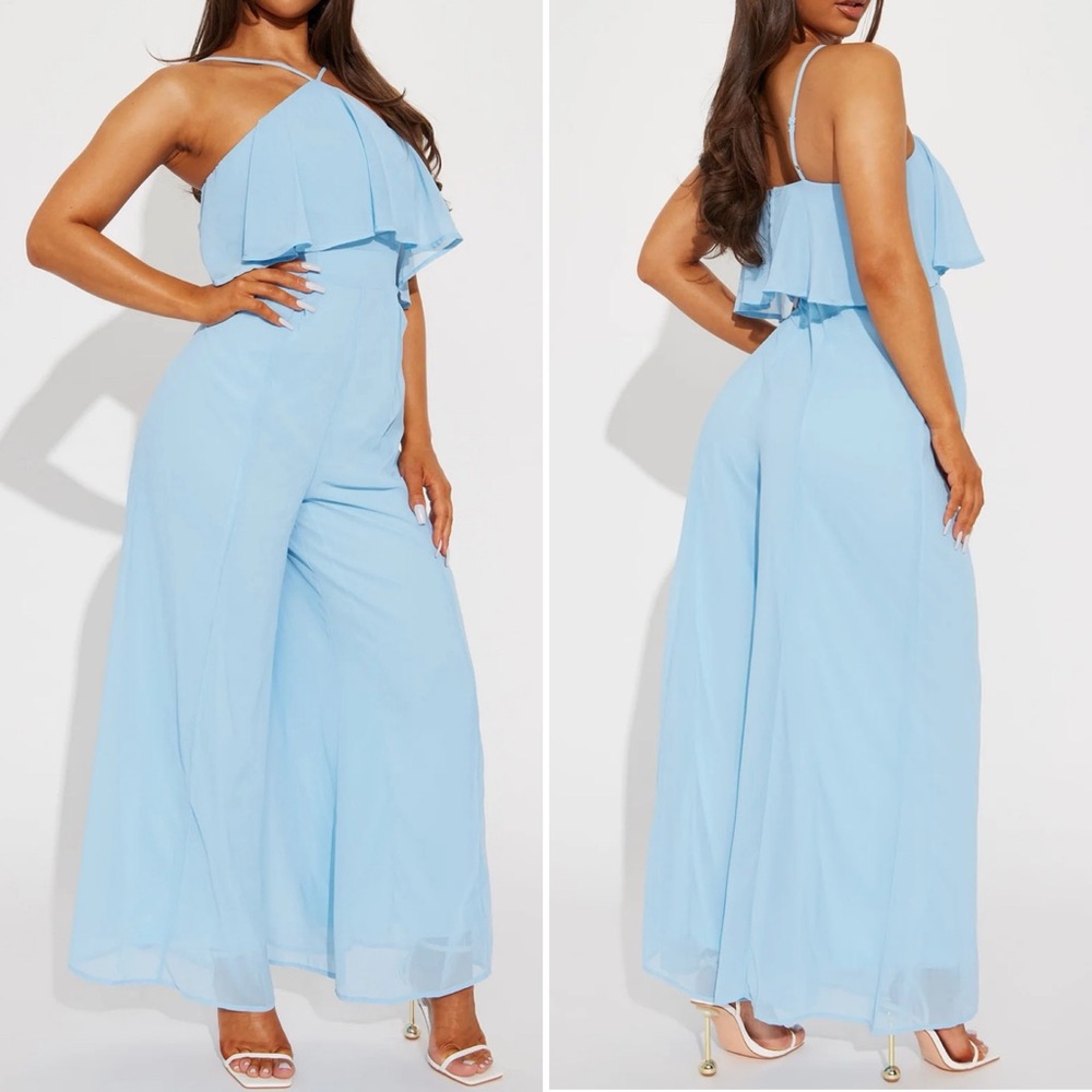 Elegant Light Blue Jumpsuit